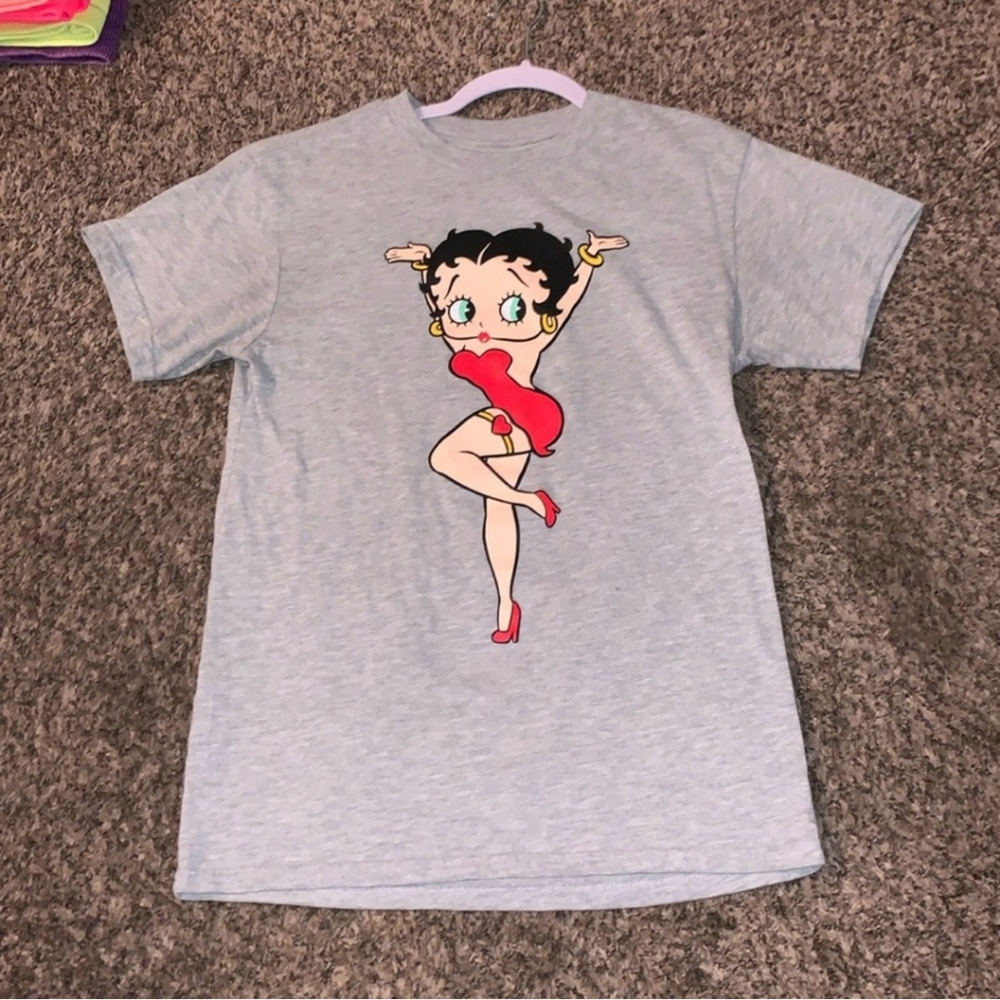 Betty Boop Graphic Tee - Gray,  small